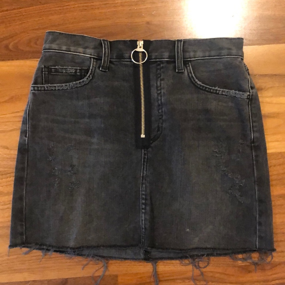 Siwy black distressed denim skirt